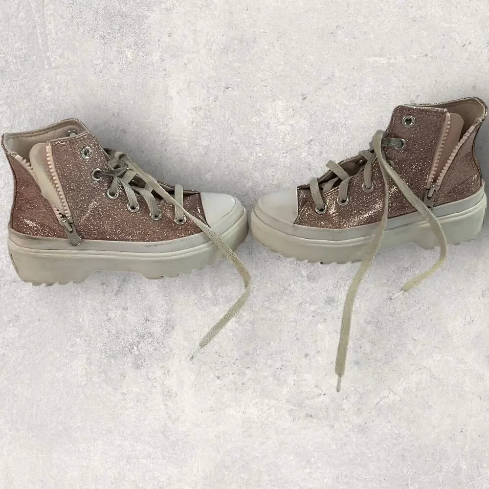 Converse Kids 13.5 High Top Sneakers Pink Glitter Sparkle All Star Shoes